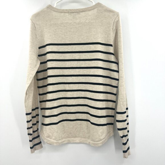 Liz Claiborne Ivory Black Stripe Sweater Women's Medium - Picture 5 of 6